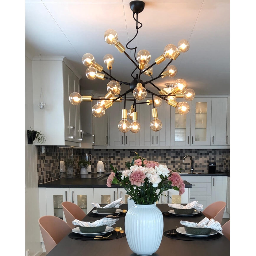 ByRydens - Luster na sajli HEROES 24xE27/5W/230V crna pr. 80 cm