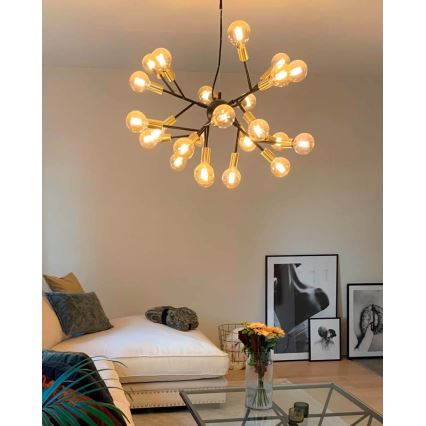 ByRydens - Luster na sajli HEROES 24xE27/5W/230V crna pr. 80 cm