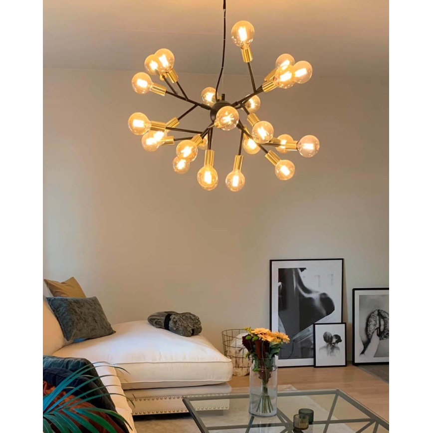 ByRydens - Luster na sajli HEROES 24xE27/5W/230V crna pr. 80 cm