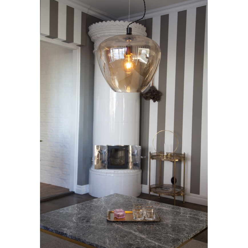 ByRydens - Luster na sajli BELLISSIMO 1xE27/8W/230V dimna/smeđa pr. 40 cm