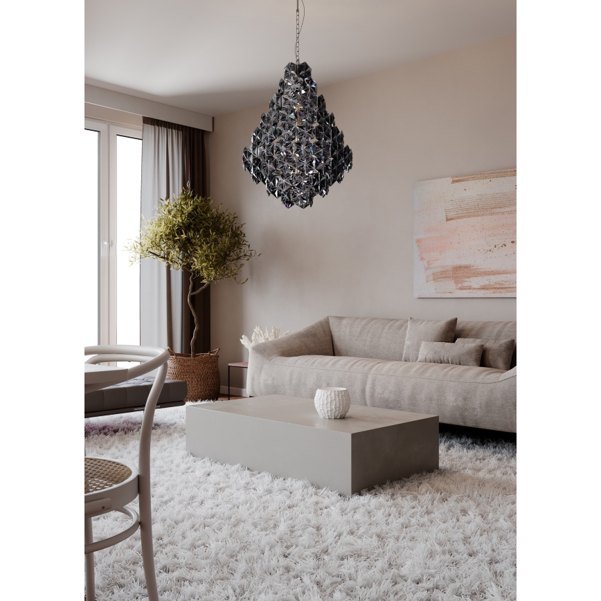 ByRydens - Luster na lancu MONARQUE GRANDE 11xE14/5W/230V crna pr. 58 cm