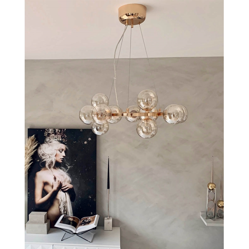 ByRydens - Luster na sajli SPLENDOR 15xG9/5W/230V dimna/smeđa pr. 58 cm