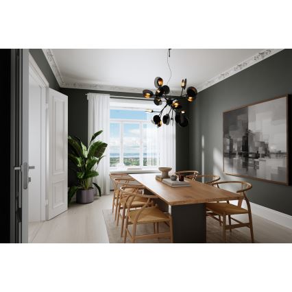 ByRydens - Luster na sajli TURNO 18xG9/4W/230V zlatna/crna pr. 80 cm