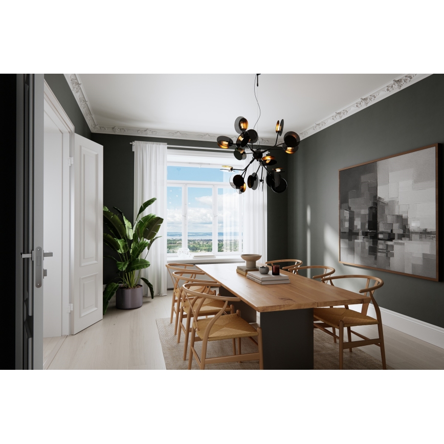 ByRydens - Luster na sajli TURNO 18xG9/4W/230V zlatna/crna pr. 80 cm
