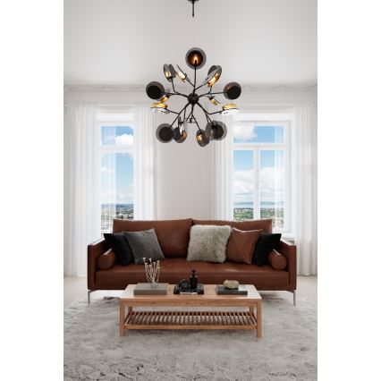 ByRydens - Luster na sajli TURNO 18xG9/4W/230V zlatna/crna pr. 80 cm