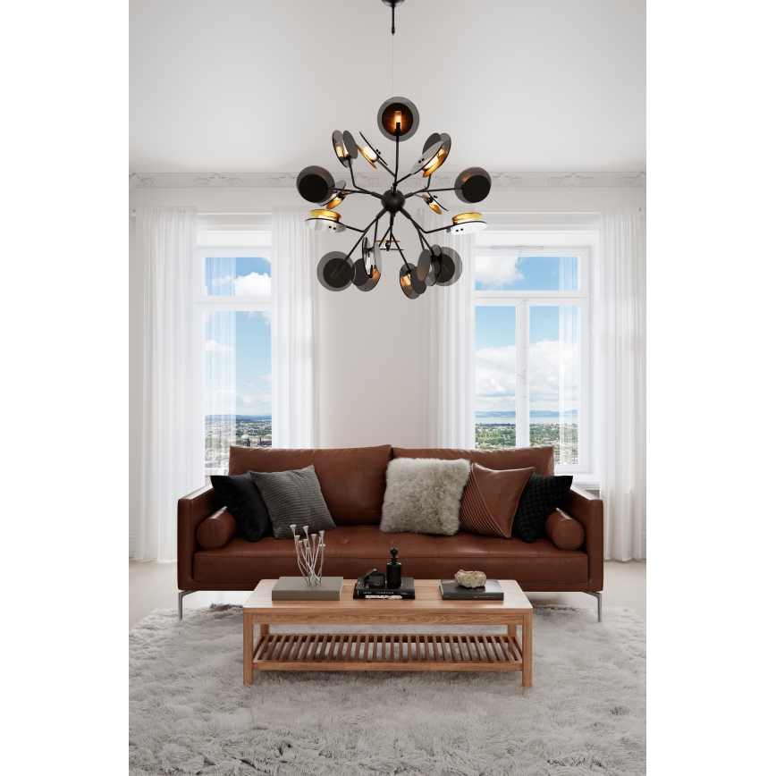 ByRydens - Luster na sajli TURNO 18xG9/4W/230V zlatna/crna pr. 80 cm