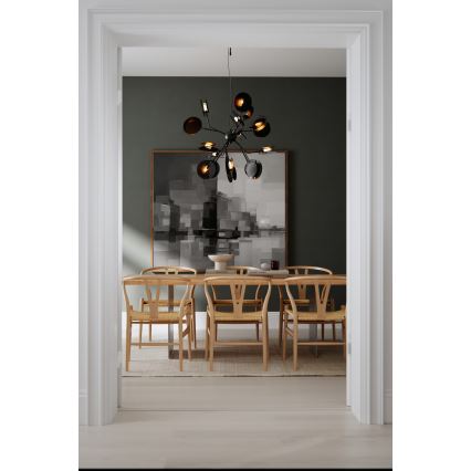 ByRydens - Luster na sajli TURNO 18xG9/4W/230V zlatna/crna pr. 80 cm
