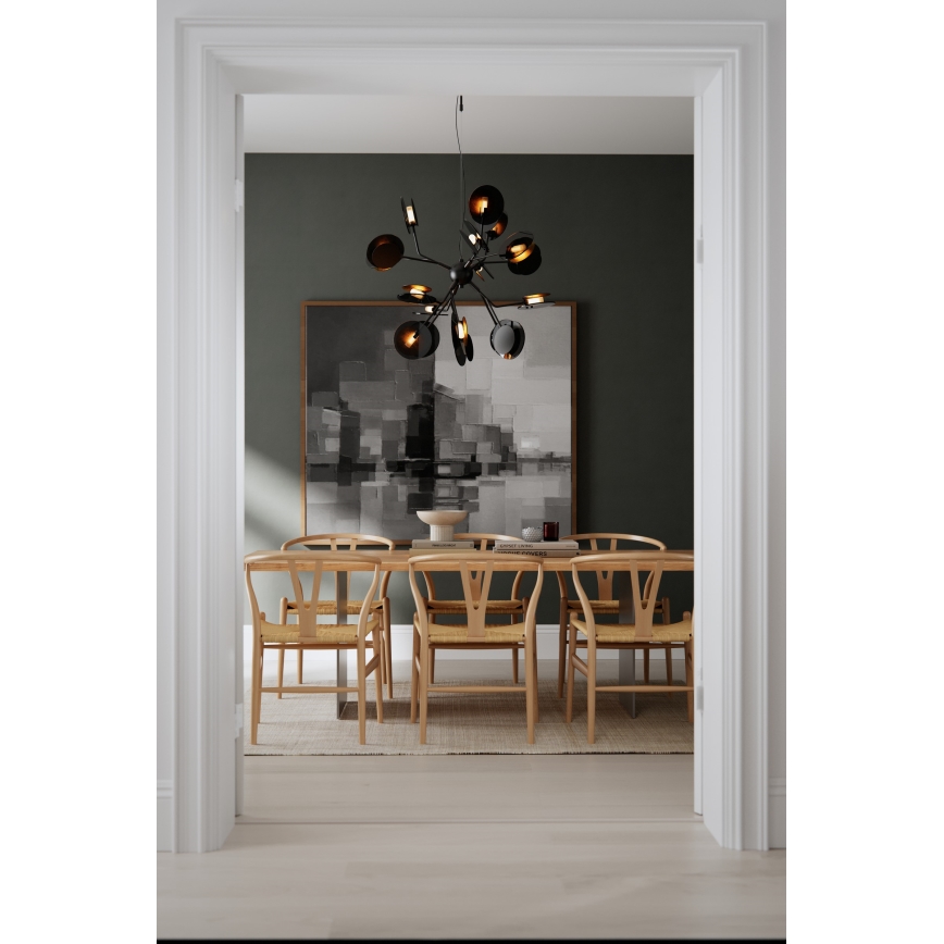 ByRydens - Luster na sajli TURNO 18xG9/4W/230V zlatna/crna pr. 80 cm