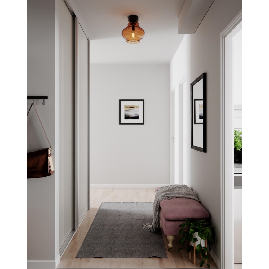 ByRydens - Stropna svjetiljka DOLORES 1xE27/5W/230V pr. 30 cm smeđa/dimljena