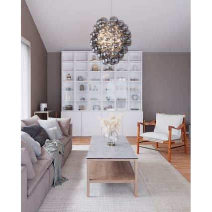 ByRydens - Luster na sajli DELUXE 4xE14/5W/230V siva/zadimljena
