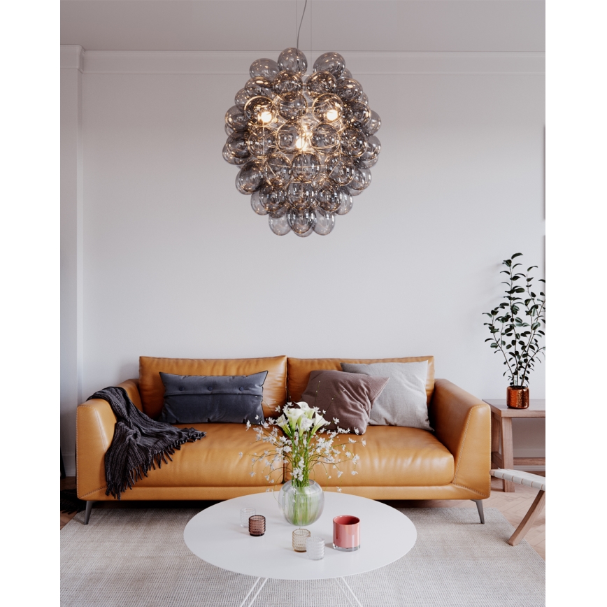ByRydens - Luster na sajli DELUXE 4xE14/5W/230V siva/zadimljena