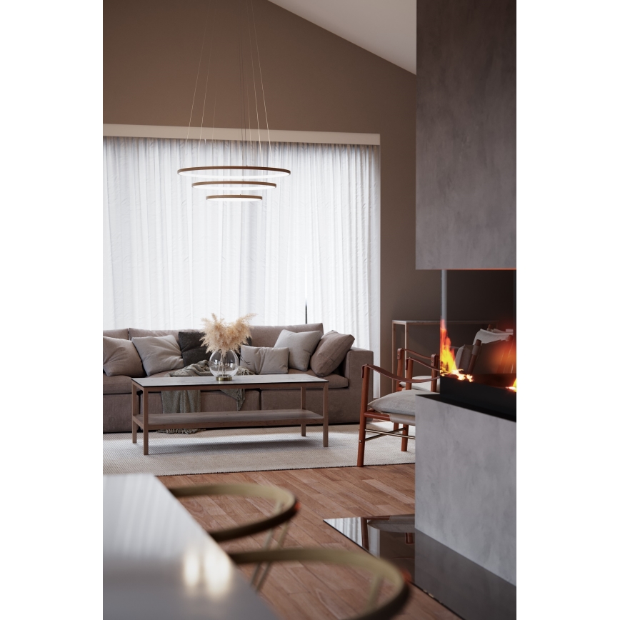 ByRydens - LED Luster na sajli TRIONE LED/45W/230V smeđa pr. 80 cm
