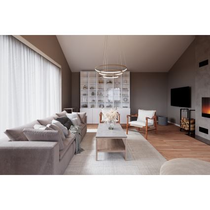 ByRydens - LED Luster na sajli TRIONE LED/45W/230V smeđa pr. 80 cm