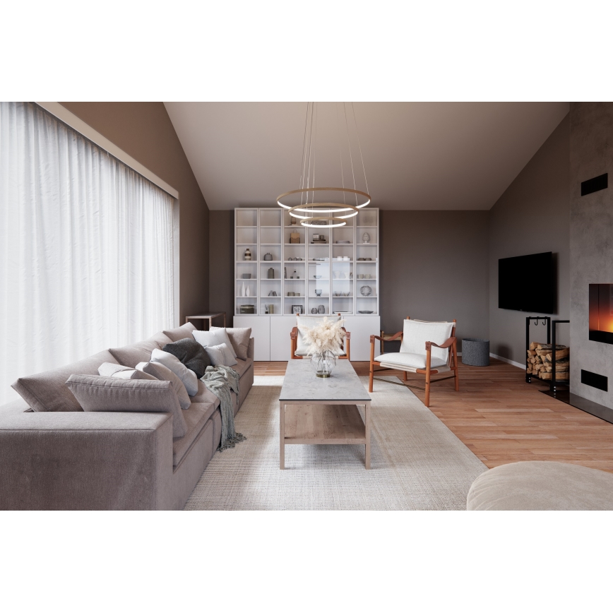 ByRydens - LED Luster na sajli TRIONE LED/45W/230V smeđa pr. 80 cm