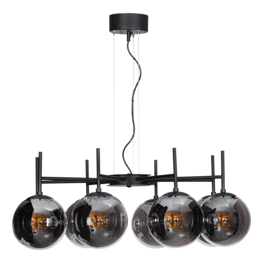 ByRydens - Luster na sajli BOYLE 8xE27/5W/230V dimna/crna pr. 83 cm