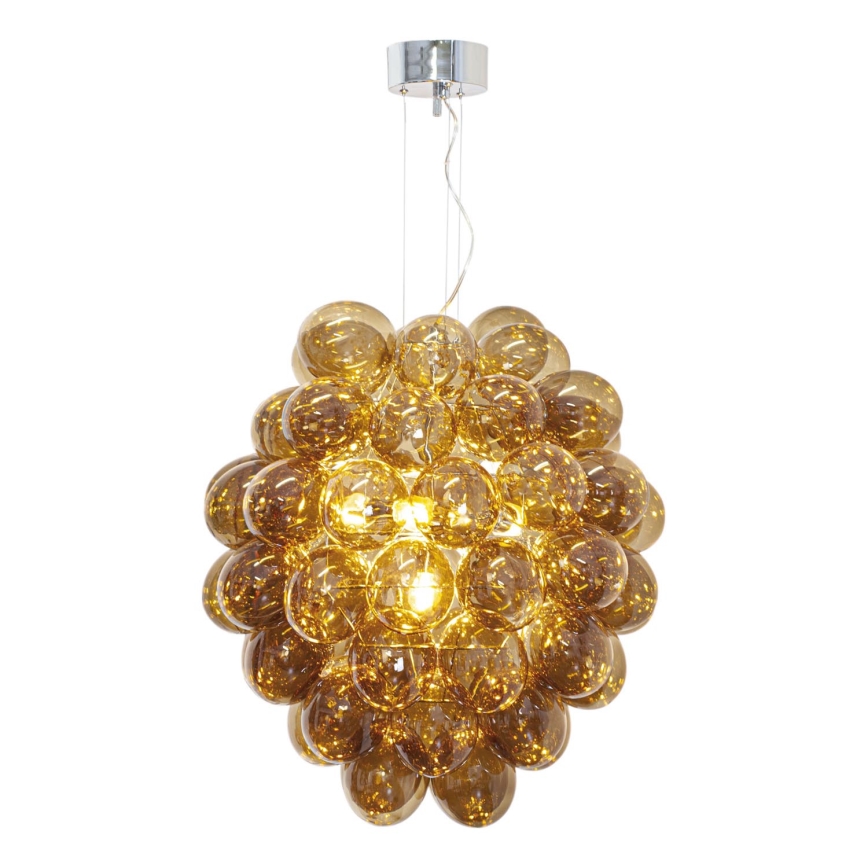 ByRydens - Luster na sajli DELUXE 4xE14/5W/230V dimna/smeđa pr. 64 cm