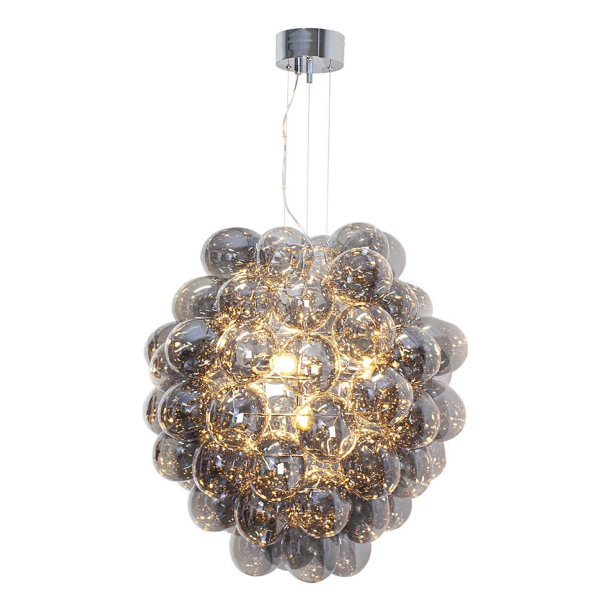 ByRydens - Luster na sajli DELUXE 4xE14/5W/230V siva/zadimljena