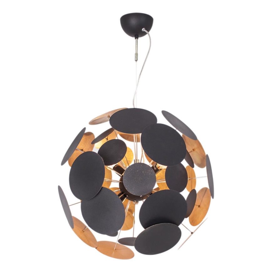 ByRydens - Luster na sajli PLANET 4xE14/5W/230V crna/zlatna pr. 50 cm