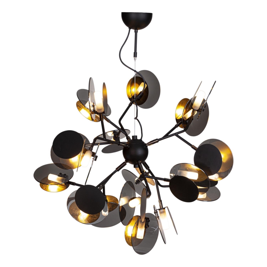 ByRydens - Luster na sajli TURNO 18xG9/4W/230V zlatna/crna pr. 80 cm