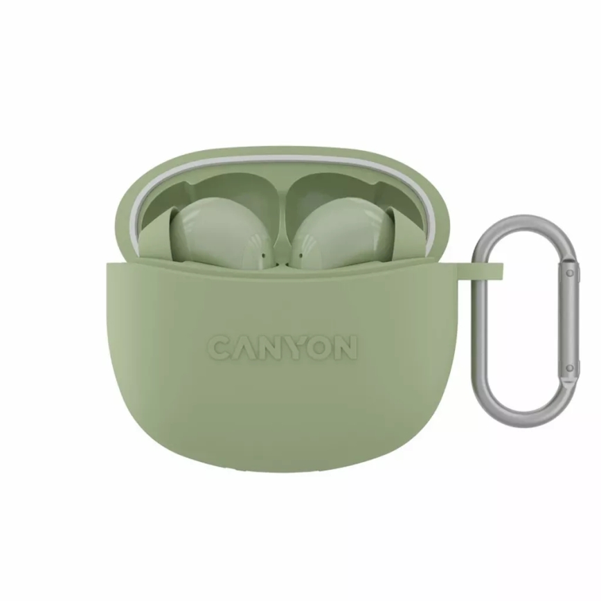 Canyon - Bežične stereo slušalice True Wireless 500 mAh + 2x 40 mAh bijela/zelena