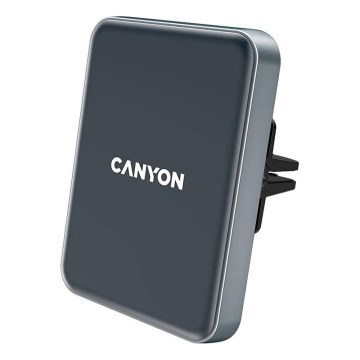 Canyon - Magnetni auto držač za mobitel s funkcijom bežičnog punjenja Qi 5V uglast crna