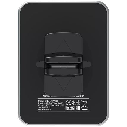 Canyon - Magnetni auto držač za mobitel s funkcijom bežičnog punjenja Qi 5V uglast crna