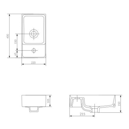 Cersanit K114-004 - Nadgradni umivaonik CREA 22x40 cm keramika/sjajna bijela