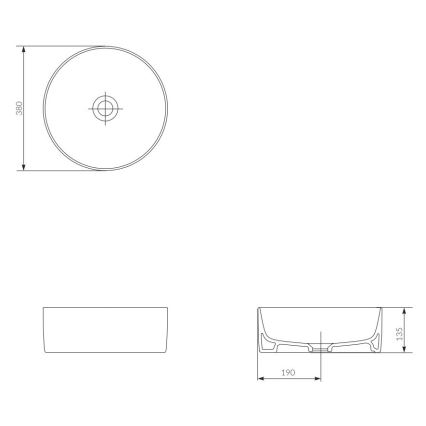 Cersanit K114-020 - Umivaonik za ploču CREA promjera 38 cm keramika/sjajna bijela