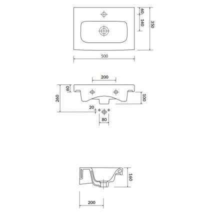 Cersanit K116-008 - Ugradbeni umivaonik MODUO SLIM 35x50 cm keramika/sjajno bijela
