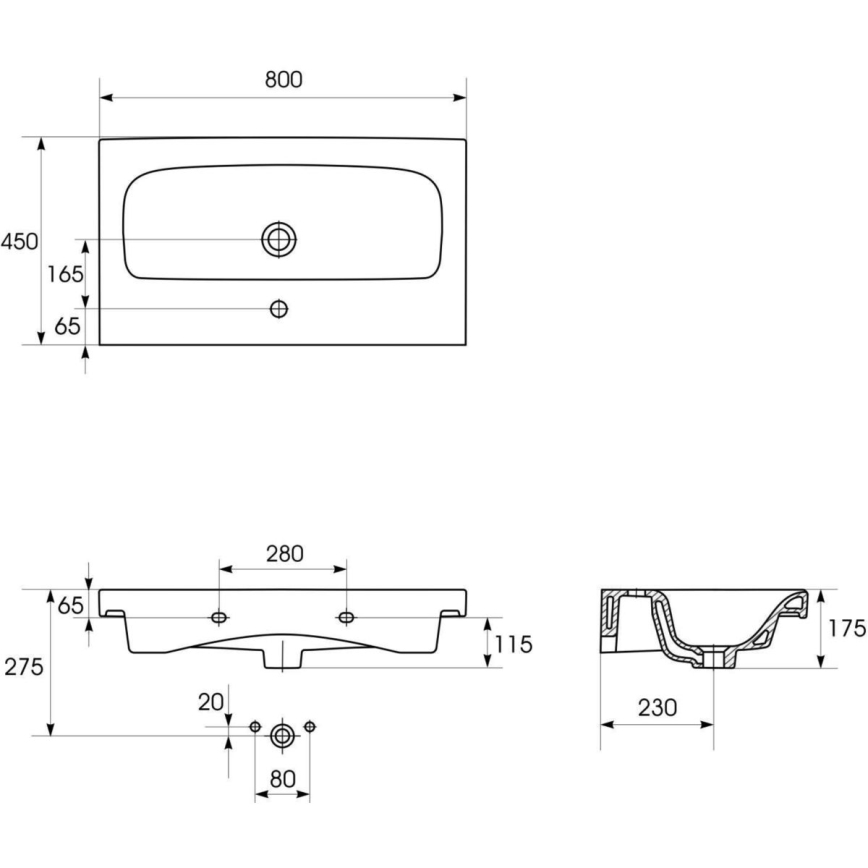 Cersanit K116-013-ECO - Nadgradni/zidni umivaonik MODUO 45x80 cm keramika/sjajna bijela
