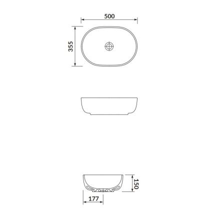 Cersanit K116-049 - Umivaonik za ploču MODUO 35,5x50 cm keramika/sjajno bijela