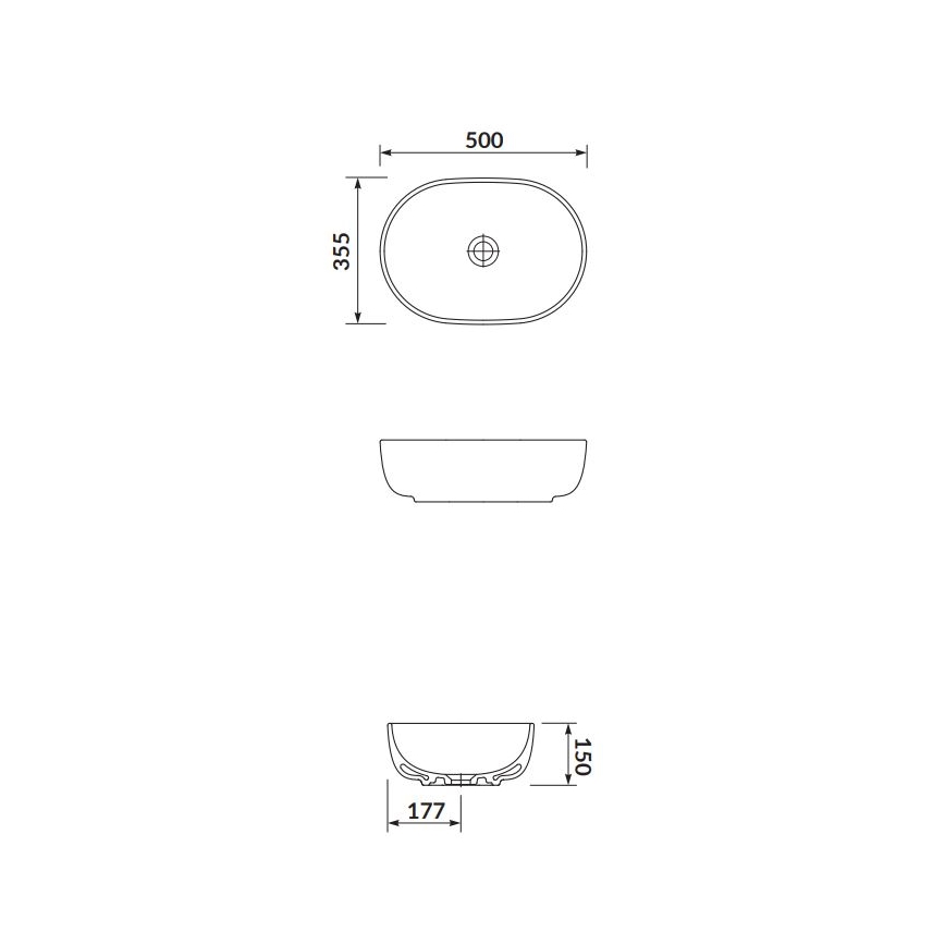 Cersanit K116-049 - Umivaonik za ploču MODUO 35,5x50 cm keramika/sjajno bijela