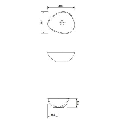 Cersanit K116-051 - Umivaonik za ploču MODUO 35,5x44 cm keramika/sjajna bijela