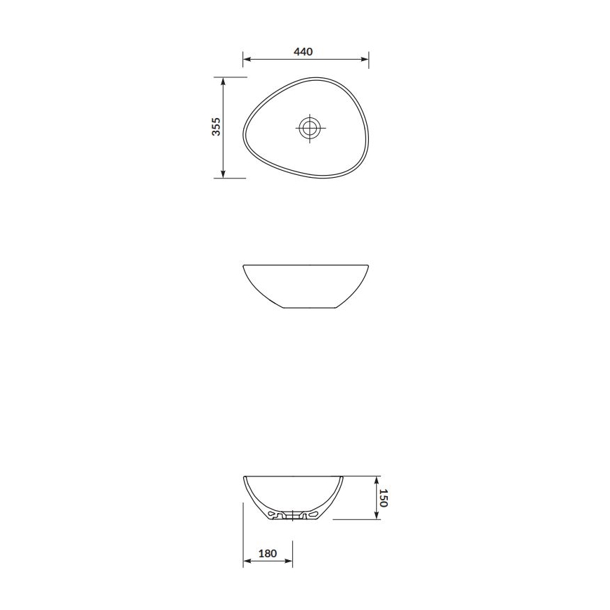 Cersanit K116-051 - Umivaonik za ploču MODUO 35,5x44 cm keramika/sjajna bijela