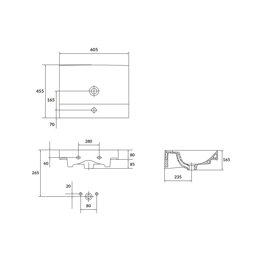 Cersanit K120-009 - Ugradbeni umivaonik LARGA 45,5x60,5 cm keramika/sjajna bijela