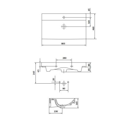 Cersanit K120-010 - Ugradbeni umivaonik LARGA 46x80,5 cm keramika/sjajna bijela