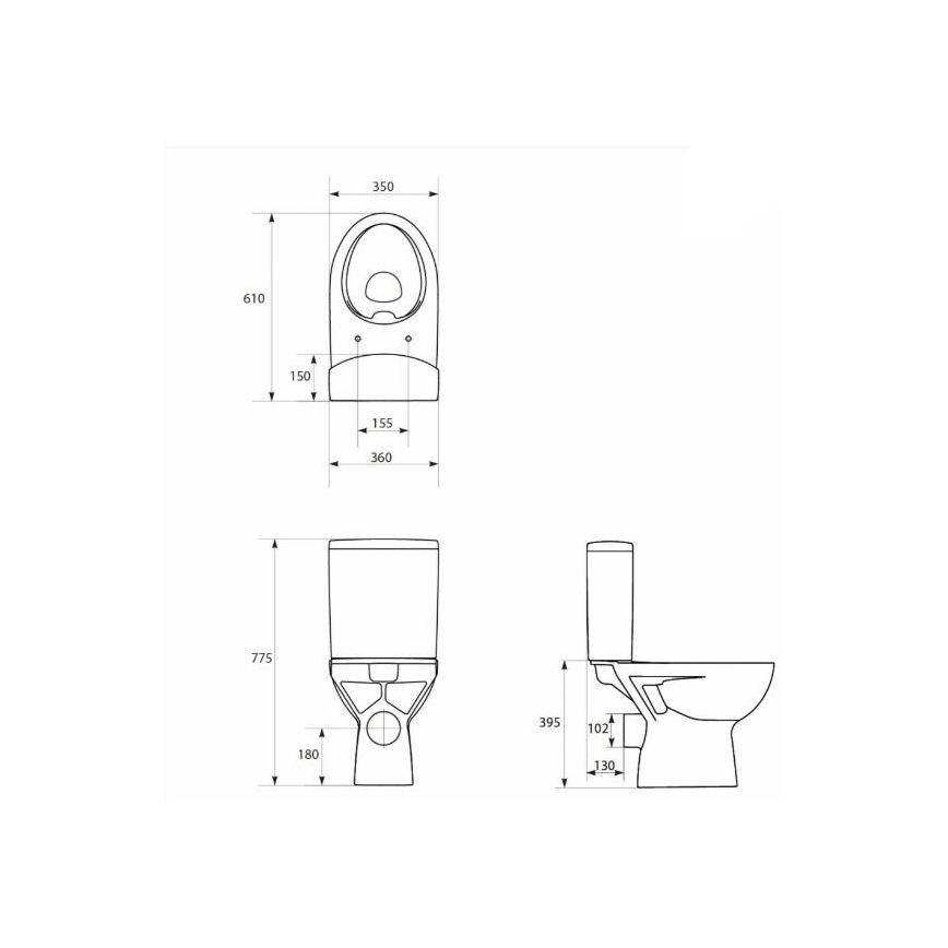 Cersanit K27-062 - Samostojeća WC školjka PARVA keramika/bijela