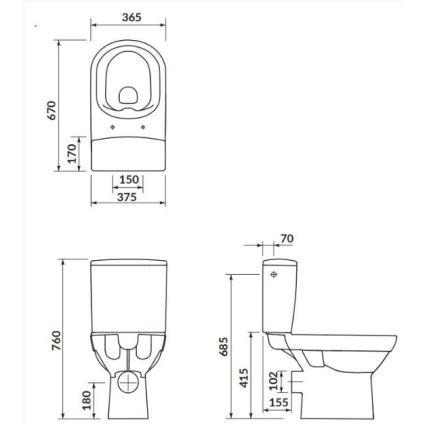 Cersanit K35-037 - Samostojeća WC školjka s daskom CITY keramika/bijela