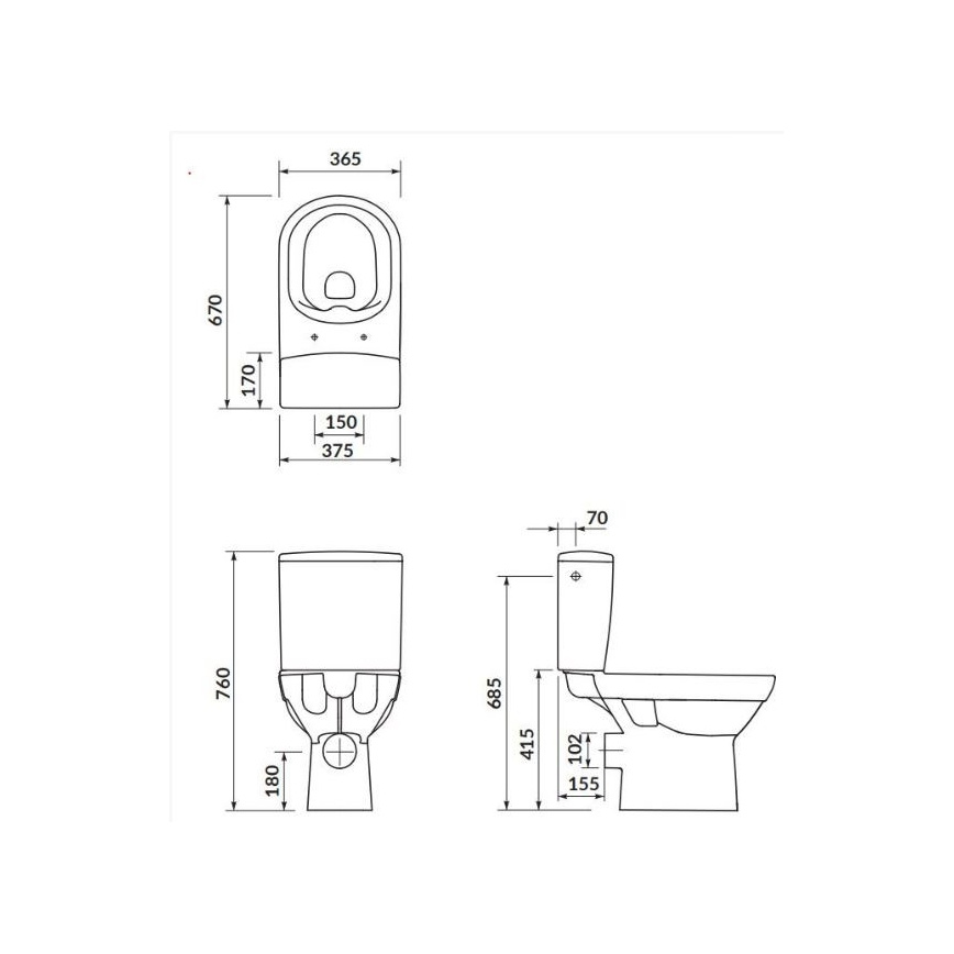 Cersanit K35-037 - Samostojeća WC školjka s daskom CITY keramika/bijela