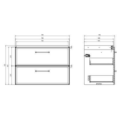 Cersanit S1017-003 - Viseći kupaonski ormarić ispod umivaonika MILLE 80x45 cm crni