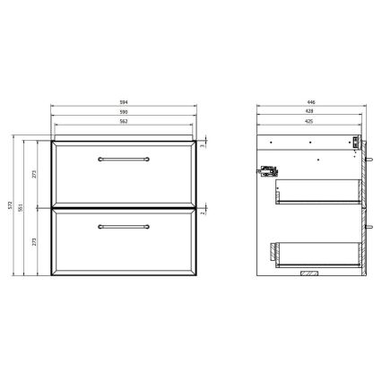 Cersanit S1021-002 - Viseći kupaonski ormarić ispod umivaonika MILLE 60x45 cm, crni