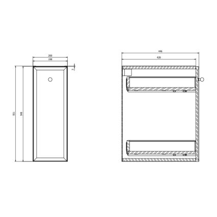 Cersanit S1022-007 - Zidni kupaonski ormarić MILLE 20x45 cm mat crne boje