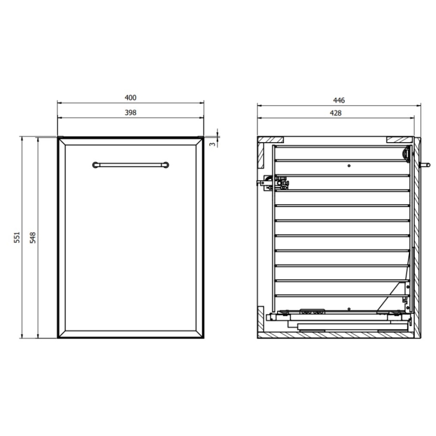 Cersanit S1022-010 - Zidni kupaonski ormarić s košem za rublje MILLE 40x45 cm, mint