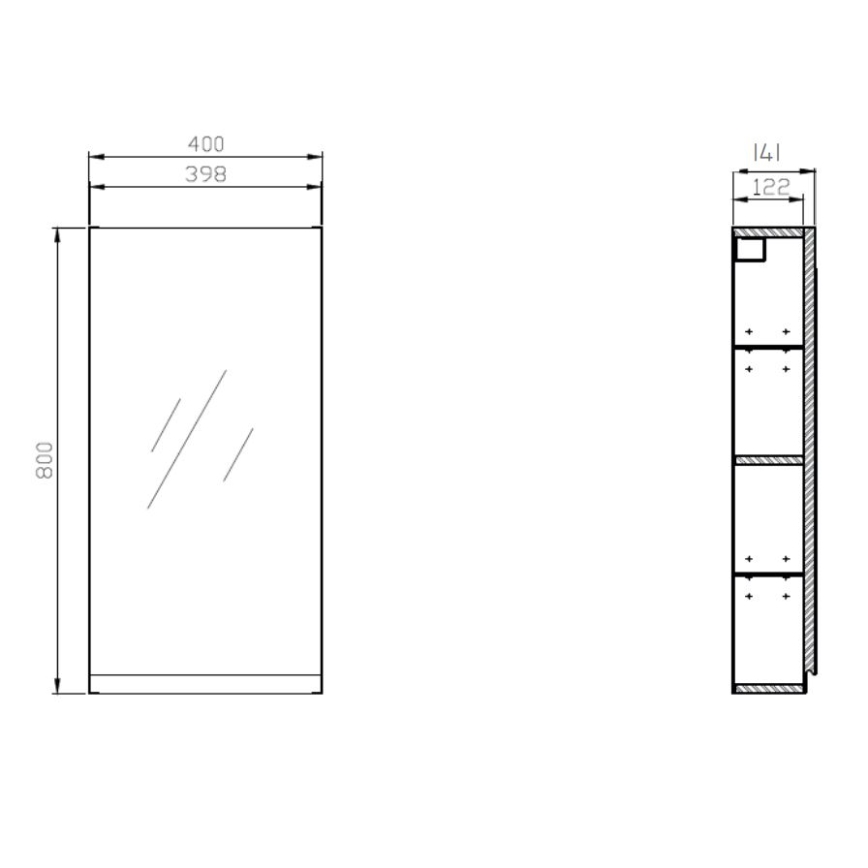 Cersanit S590-030 - Ogledalo s kupaonskom ormarićem MODUO 80x40 cm
