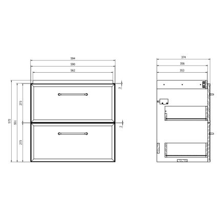 Cersanit S590-100 - Viseći kupaonski ormarić ispod umivaonika MILLE SLIM 60x38 cm crni