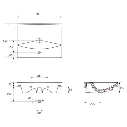 Cersanit S801-142-DSM - Zidni kupaonski ormarić s umivaonikom LARA CITY 60x45 cm bijeli