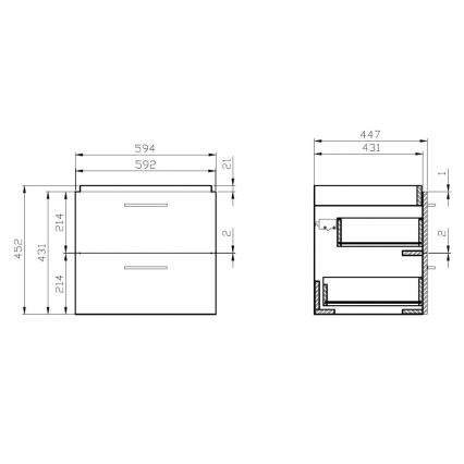 Cersanit S801-142-DSM - Zidni kupaonski ormarić s umivaonikom LARA CITY 60x45 cm bijeli