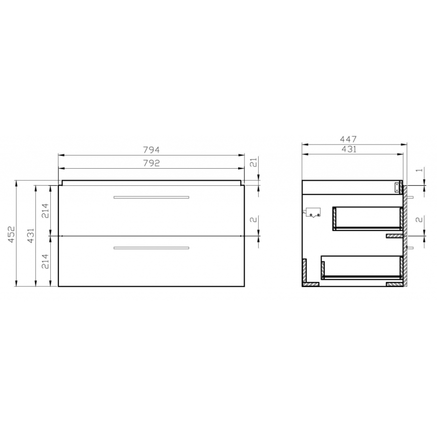 Cersanit S801-149-DSM - Zidna kupaonska ormarić s umivaonikom LARA 46x80 cm bijela