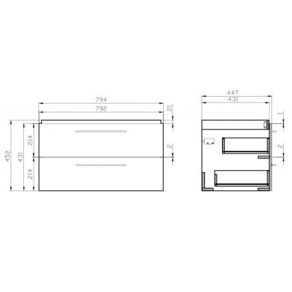 Cersanit S801-149-DSM - Viseći kupaonski ormarić s umivaonikom LARA 80x45 cm bijeli