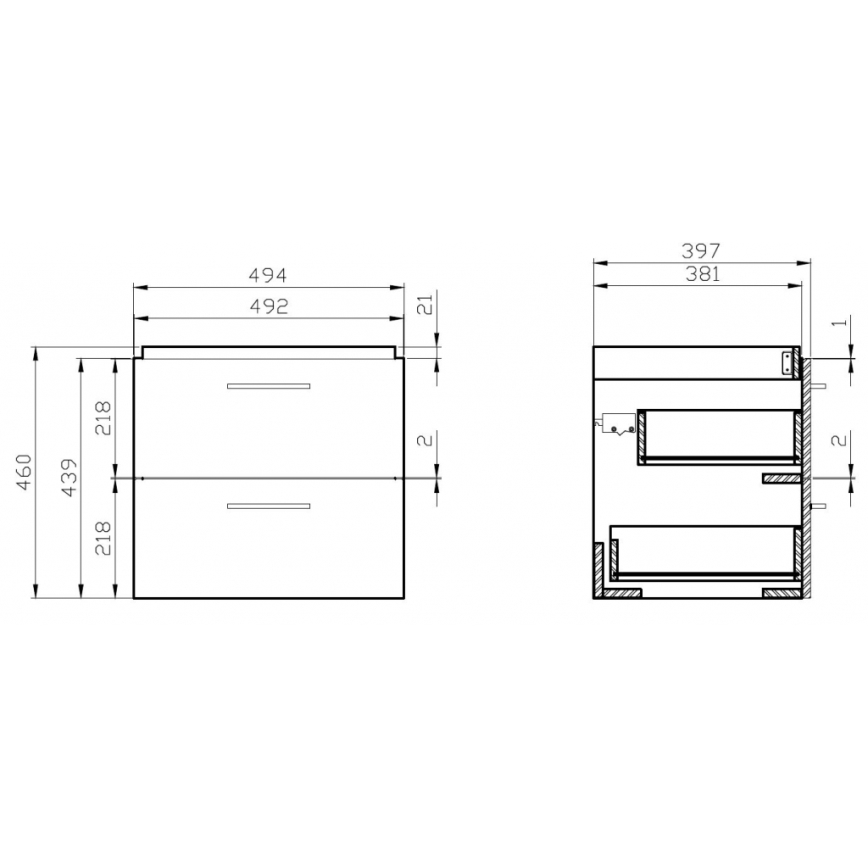 Cersanit S801-153-DSM - Zidni kupaonski ormarić s umivaonikom LARA COMO 50x40 cm orah
